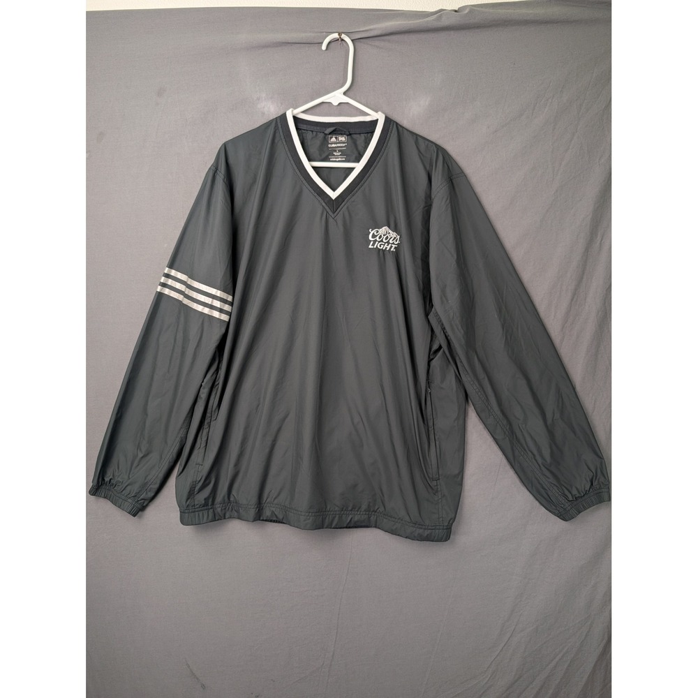 Adidas Mens Coors Light Climaproof Windbreaker V-Neck Pullover Jacket Black L